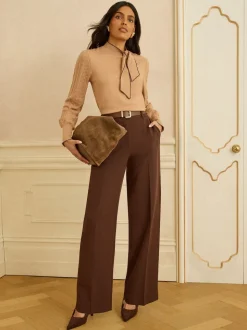 Love & Roses Chocolate Brown Wide Leg Trousers