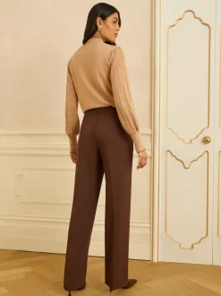 Love & Roses Chocolate Brown Wide Leg Trousers