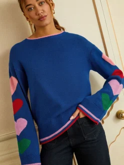 Love & Roses Cobalt Blue Crew Neck Cosy Jumper