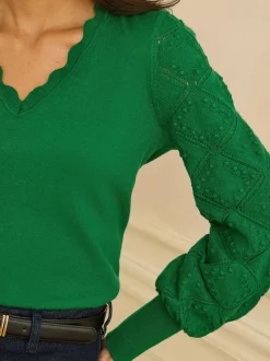 Love & Roses Emerald Green Jumper