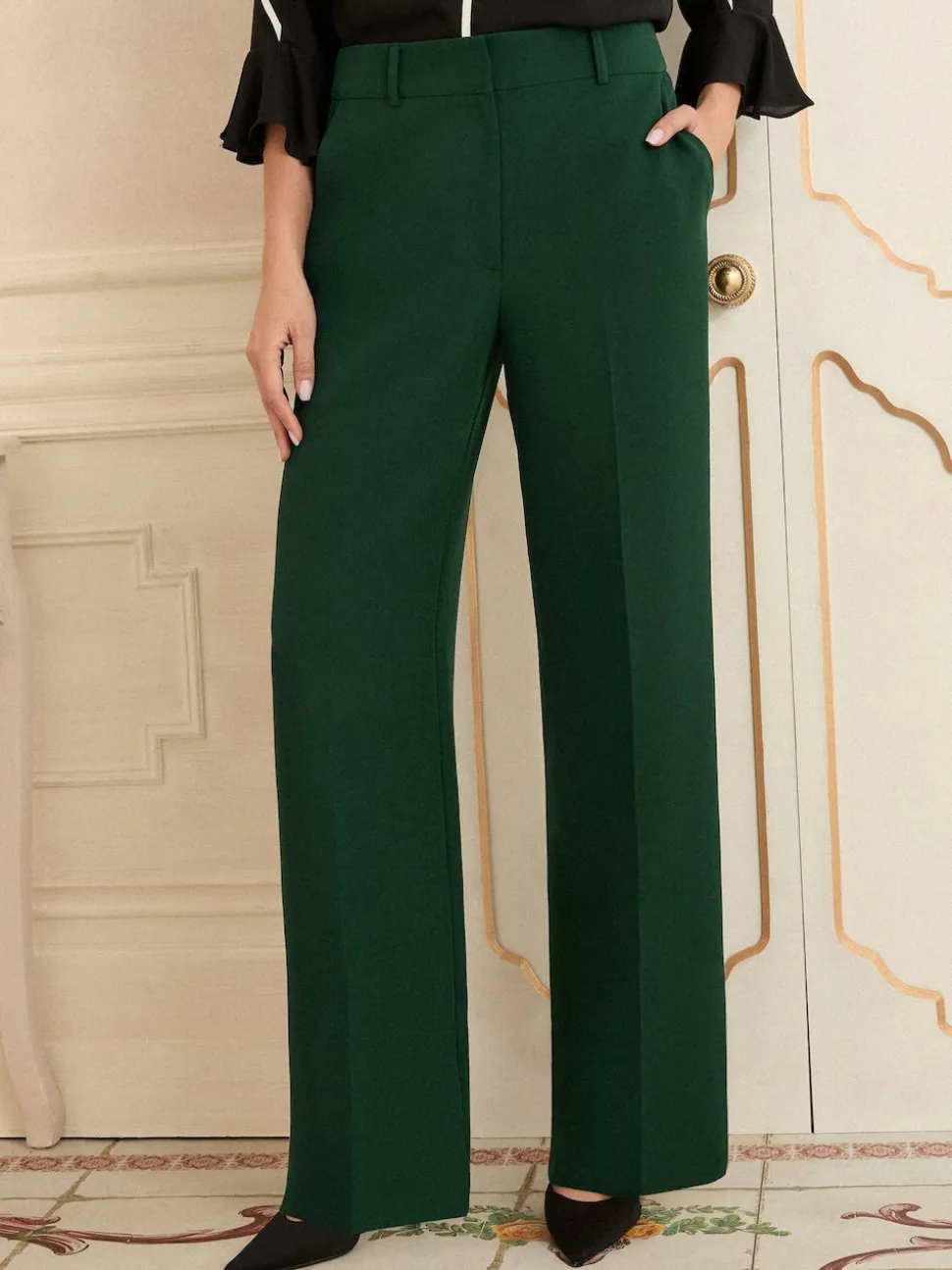 Love & Roses Forest Green Wide Leg Trousers