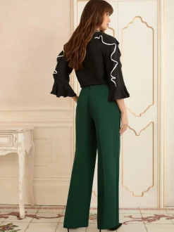 Love & Roses Forest Green Wide Leg Trousers