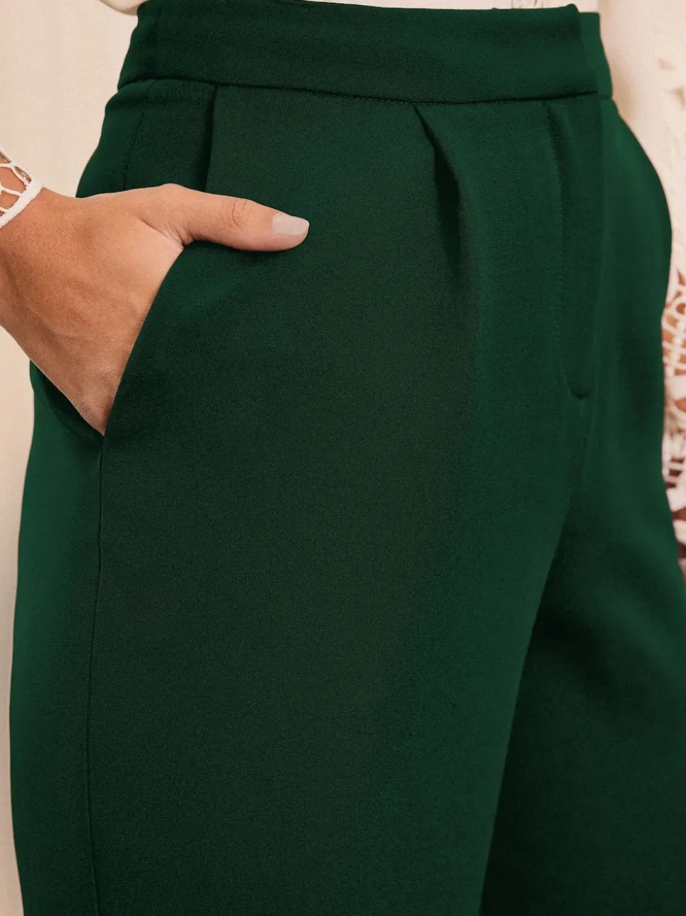 Love & Roses Forest Green Straight Leg Trousers