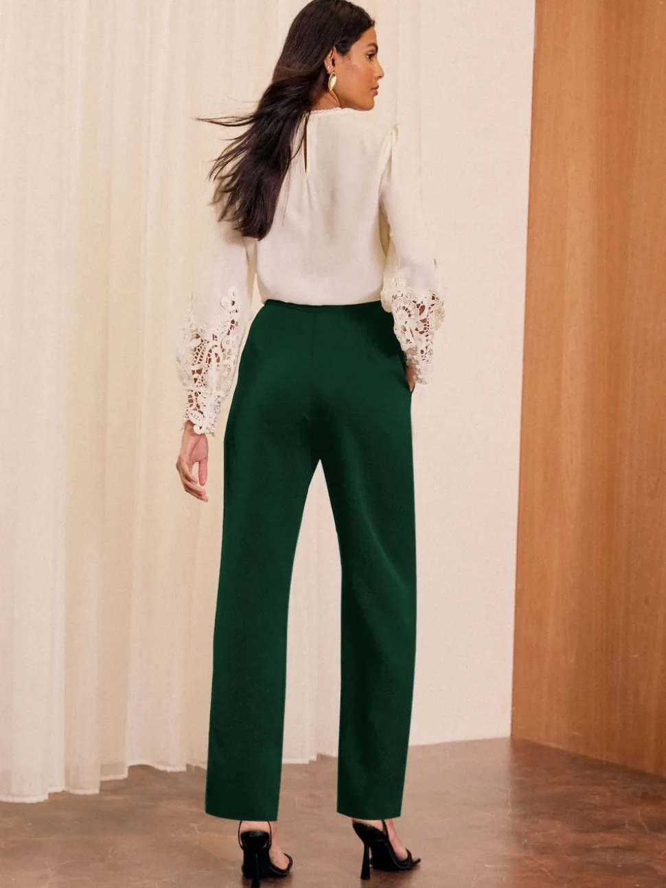 Love & Roses Forest Green Straight Leg Trousers