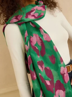 Love & Roses Green Leopard Print Lightweight Scarf