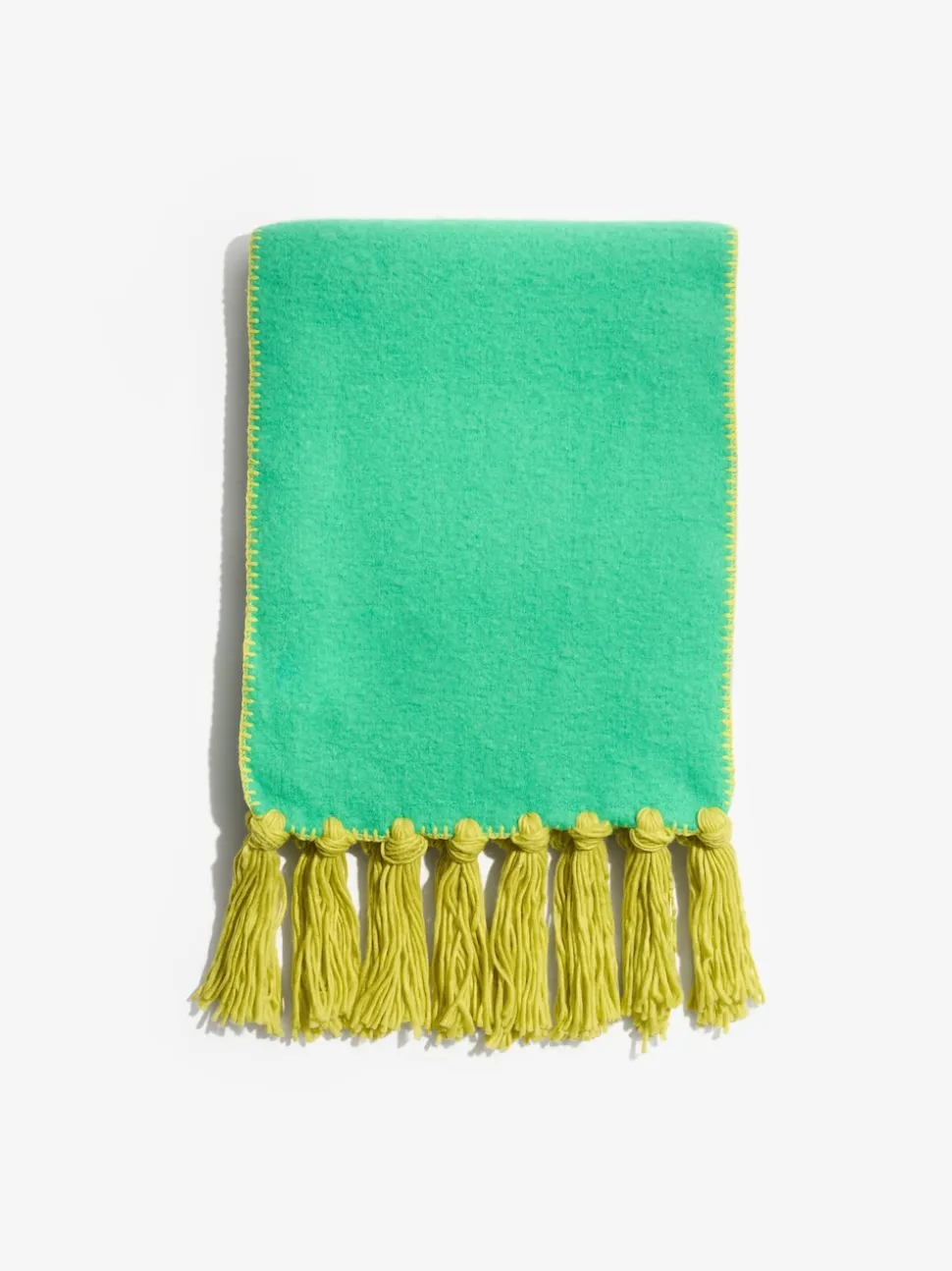 Love & Roses Green Tassel Cosy Contrast Brushed Scarf