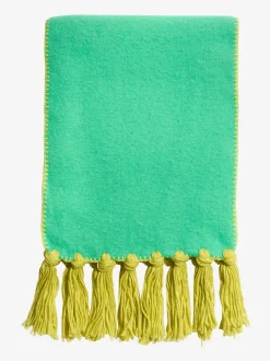 Love & Roses Green Tassel Cosy Contrast Brushed Scarf