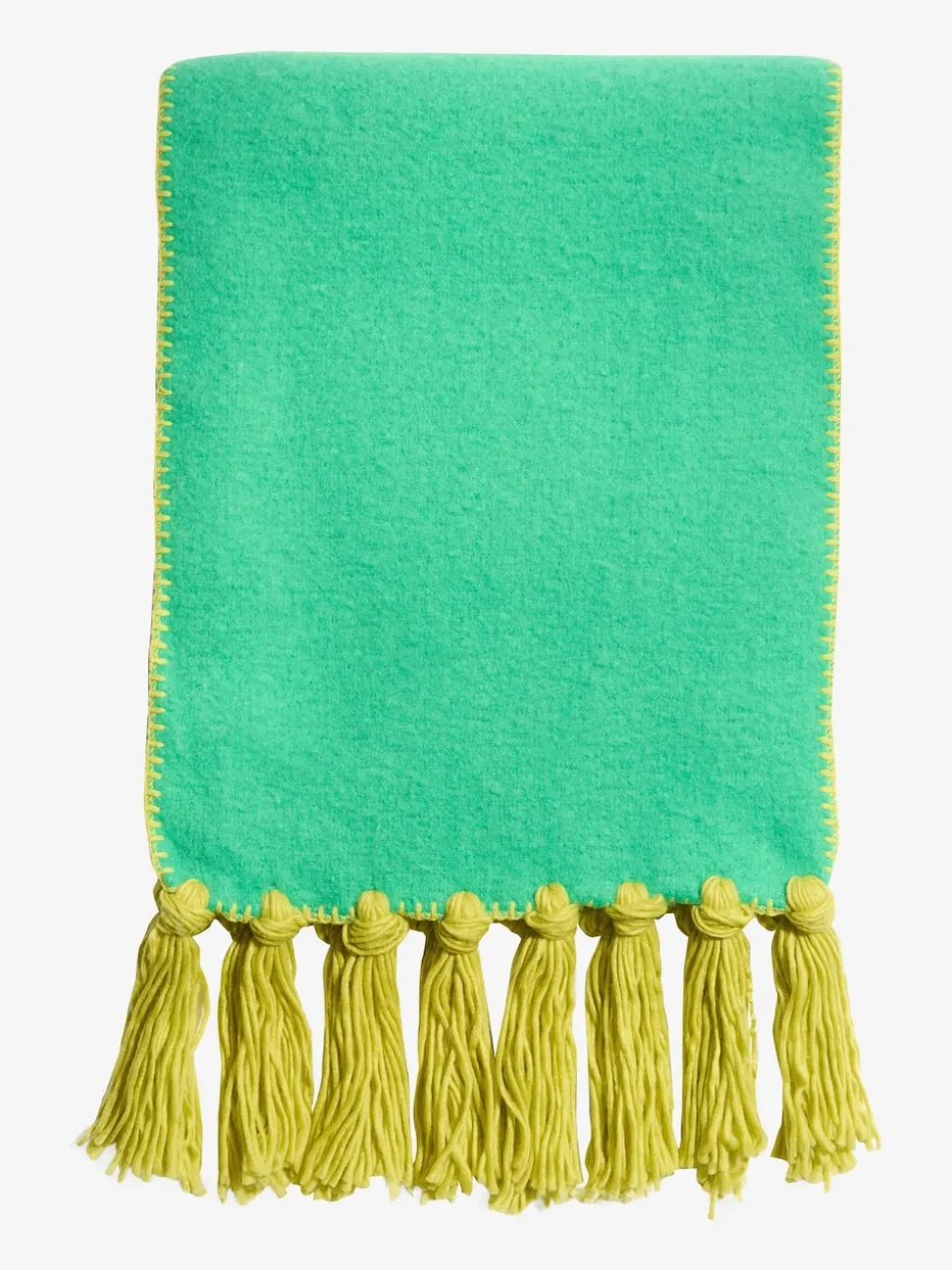 Love & Roses Green Tassel Cosy Contrast Brushed Scarf
