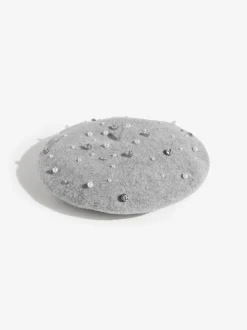 Love & Roses Grey Embelished Beret Hat