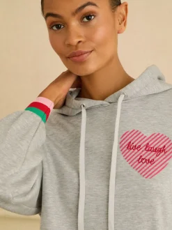 Love & Roses Grey Rainbow Tipped Jersey Loungwear Hoodie