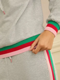 Love & Roses Grey Rainbow Tipped Jersey Loungwear Hoodie