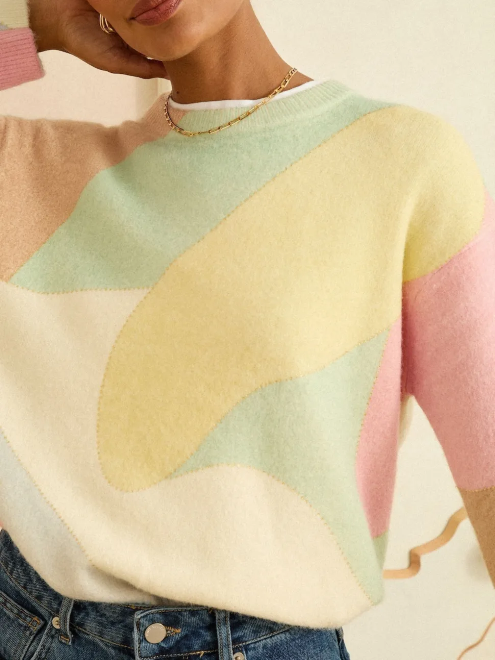 Love & Roses Multicoloured Cosy Print Knitted Jumper