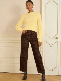 Love & Roses Pale Yellow Heart Bobble Stitch Cosy Knitted Jumper