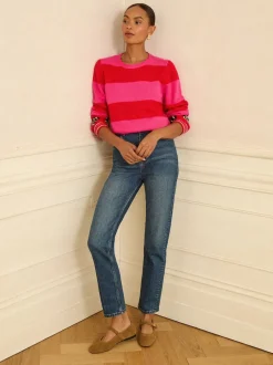 Love & Roses Pink and Red Stripe Animal Heart Jumper