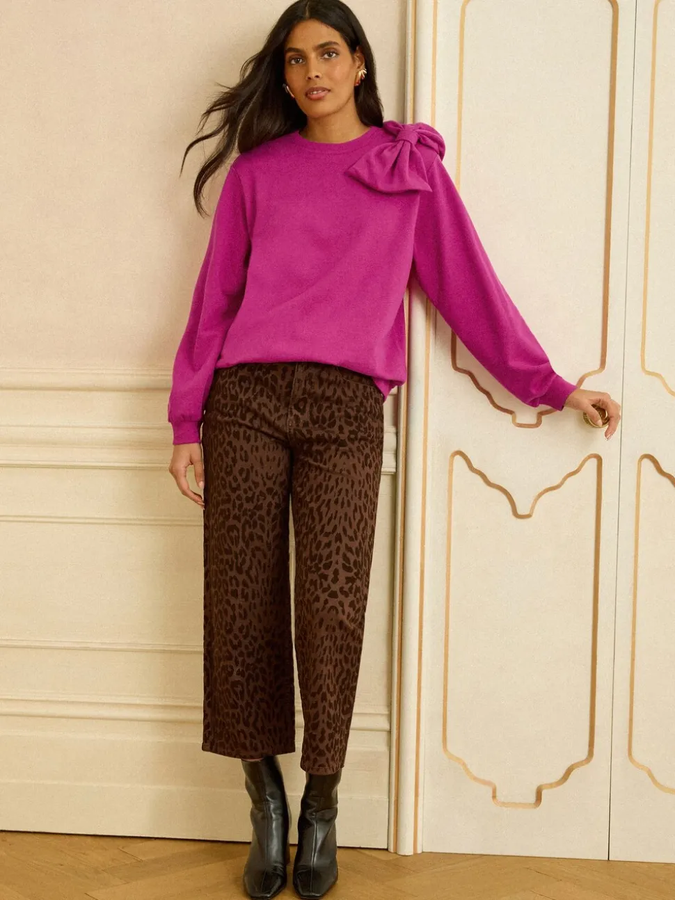 Love & Roses Pink Bow Shoulder Sweatshirt