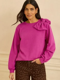 Love & Roses Pink Bow Shoulder Sweatshirt