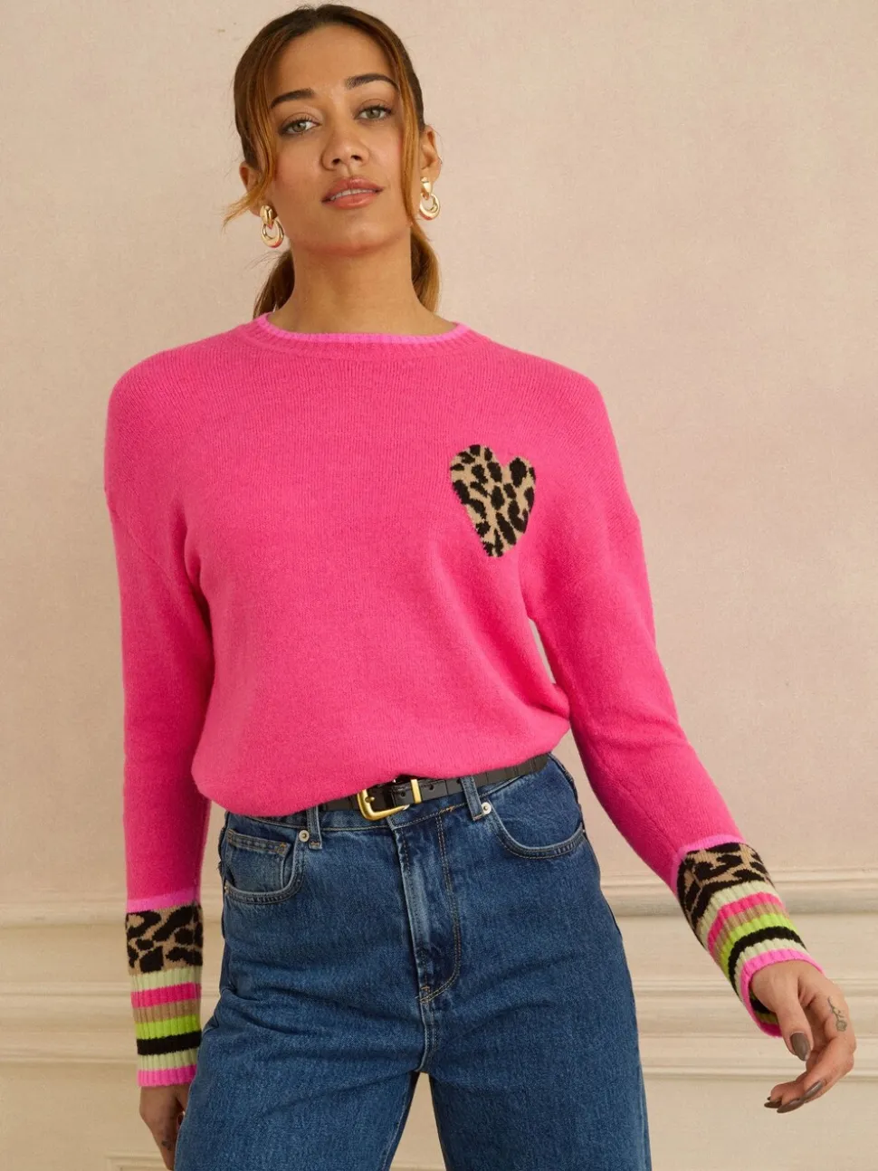 Love & Roses Pink Crew Neck Cosy Jumper