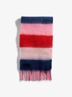 Love & Roses Pink/Blue Stripe Brushed Scarf