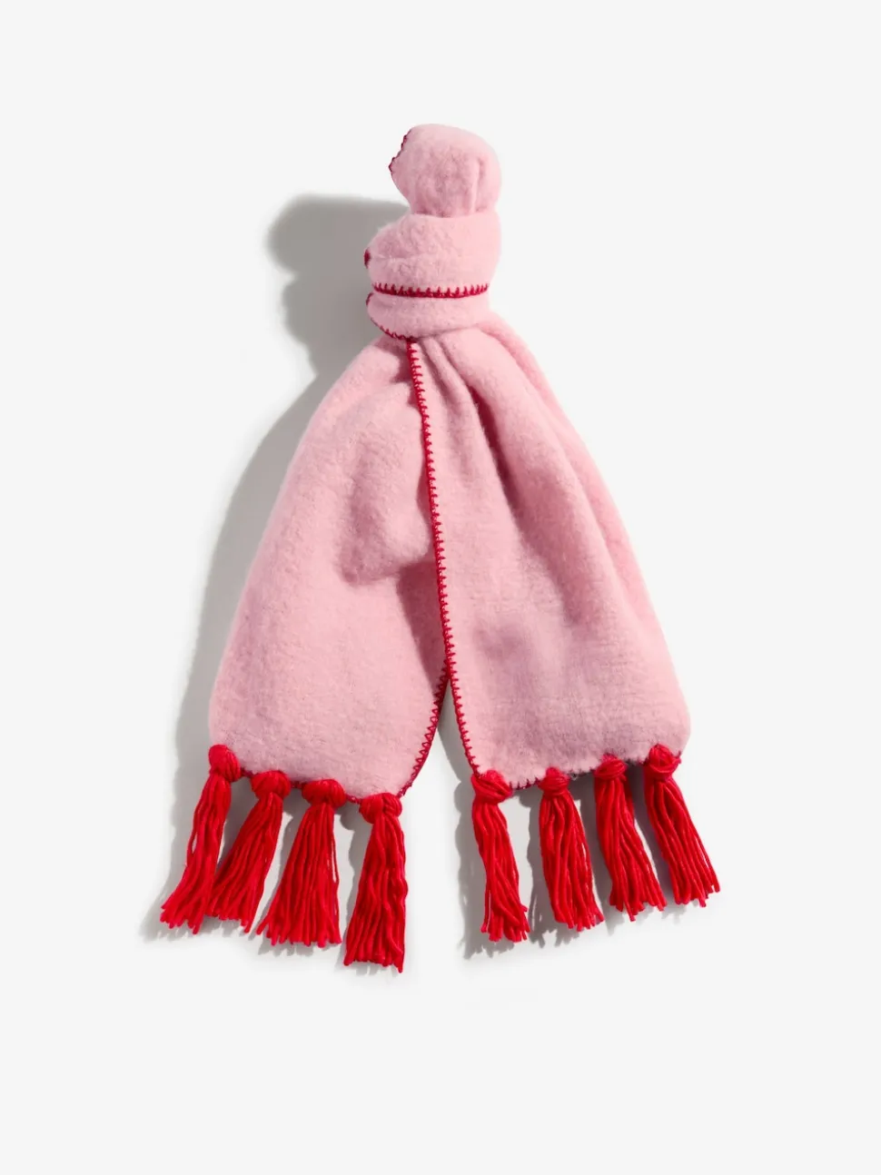 Love & Roses Pink/Red Tassel Cosy Contrast Brushed Scarf