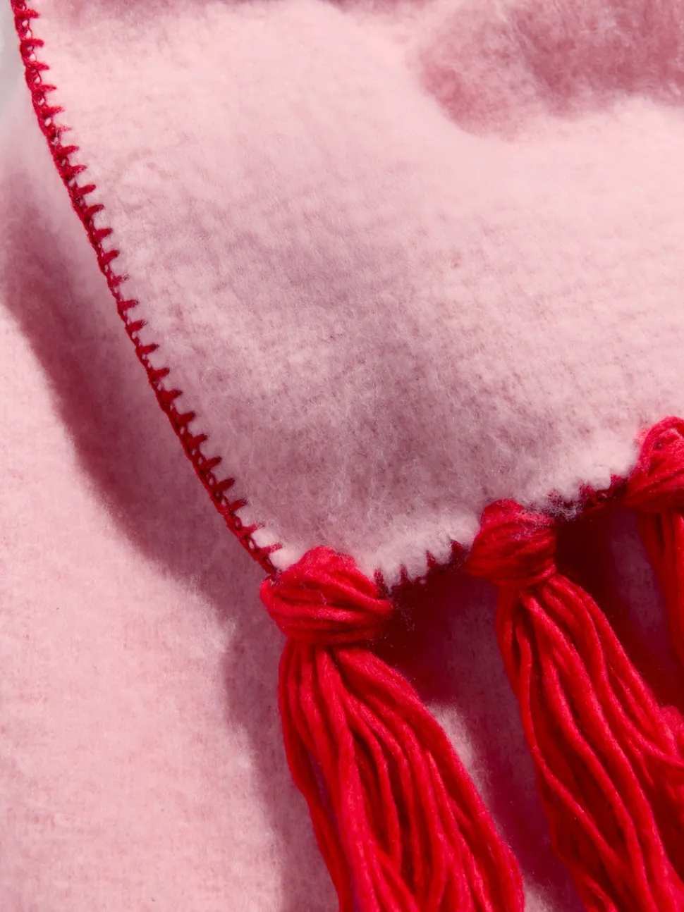 Love & Roses Pink/Red Tassel Cosy Contrast Brushed Scarf