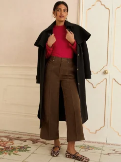 Love & Roses Red Frill Neck Long Sleeve Jersey Top