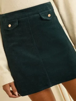 Love & Roses Teal Blue Corduroy Mini Skirt