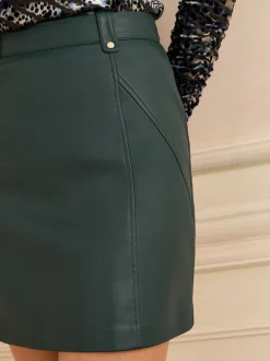 Love & Roses Teal Green Faux Leather Mini Skirt