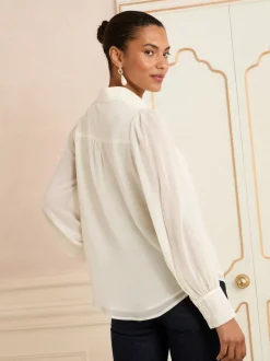Love & Roses White Ecru Lace Centre Long Sleeve Shirt