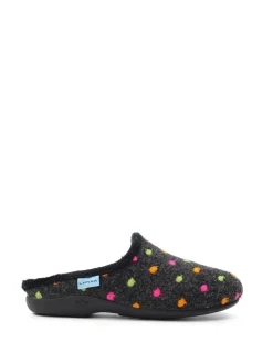 Lunar Black Peanut Polka Dot Mule Slippers