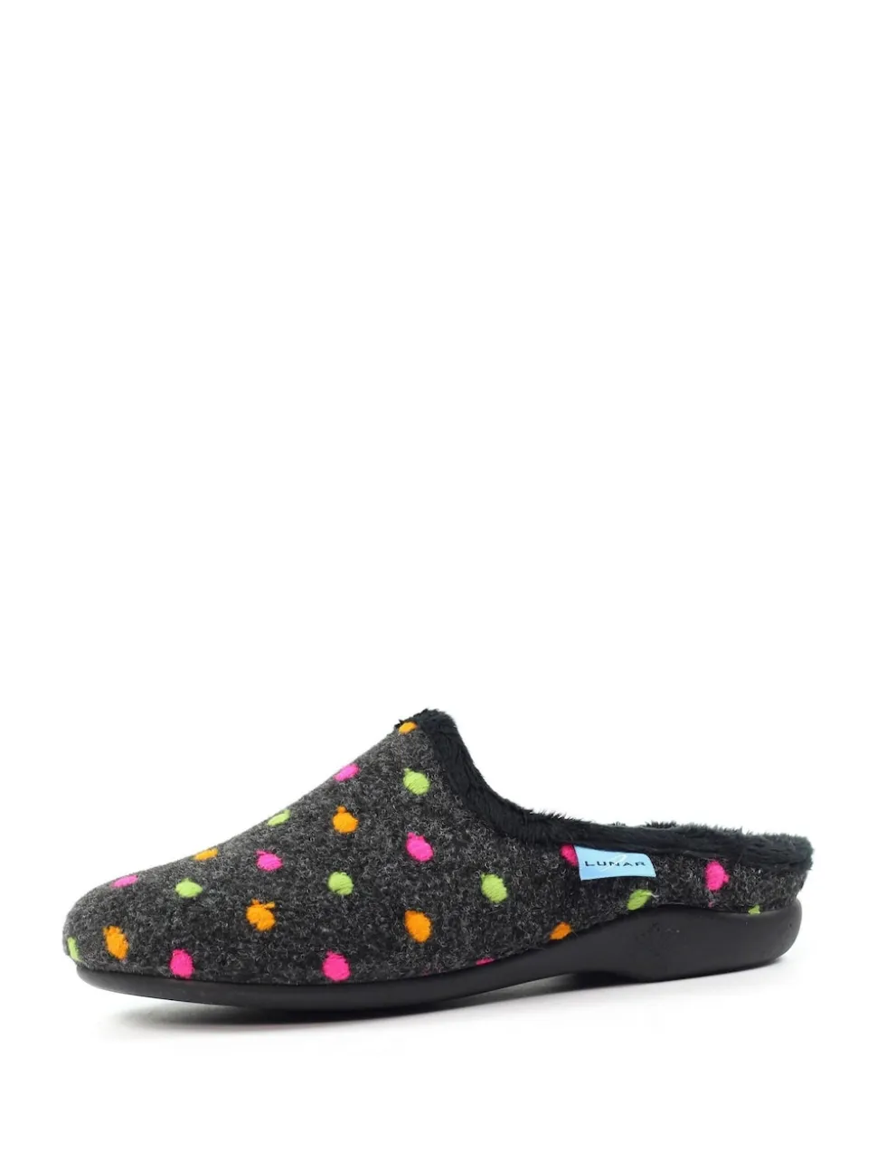 Lunar Black Peanut Polka Dot Mule Slippers