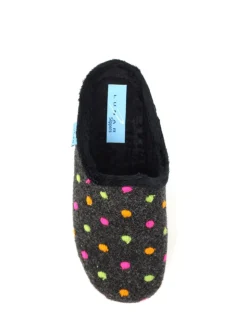 Lunar Black Peanut Polka Dot Mule Slippers