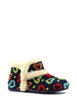 Lunar Blue Angel Heart Detail Bootie Slippers