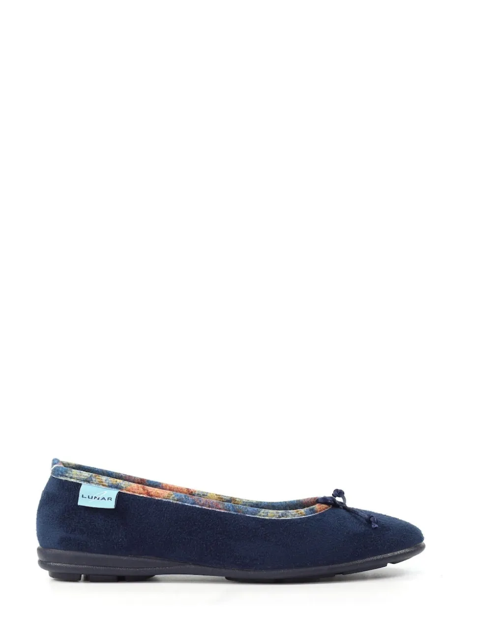 Lunar Blue Bow Tartan Trim Pump Slippers