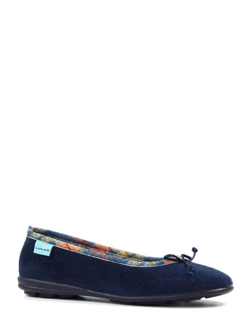 Lunar Blue Bow Tartan Trim Pump Slippers