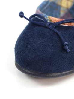 Lunar Blue Bow Tartan Trim Pump Slippers