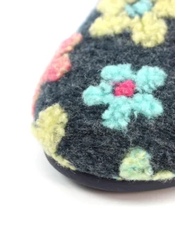 Lunar Blue Dolly Flower Mule Slippers