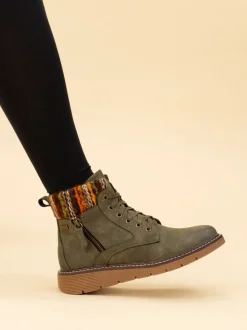 Lunar Green Wide Fit Animal Print California Boots
