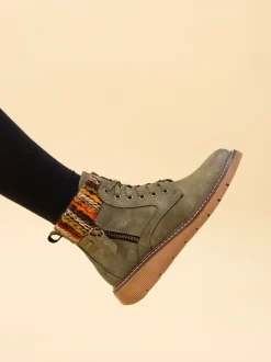 Lunar Green Wide Fit Animal Print California Boots