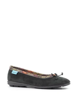 Lunar Grey Bow Tartan Trim Pump Slippers
