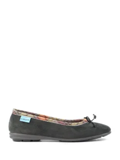 Lunar Grey Bow Tartan Trim Pump Slippers