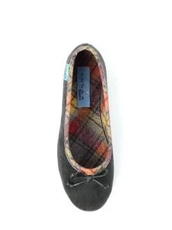 Lunar Grey Bow Tartan Trim Pump Slippers