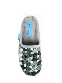 Lunar Grey Crackle Spotty Mule Slippers