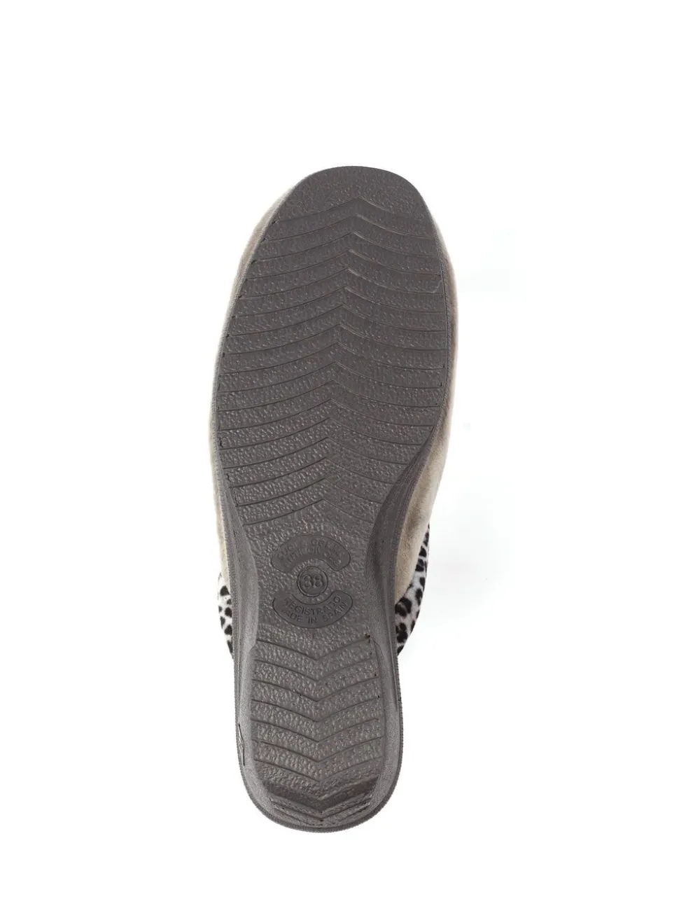 Lunar Grey Michelle Animal Print Trim Wedged Mule Slippers
