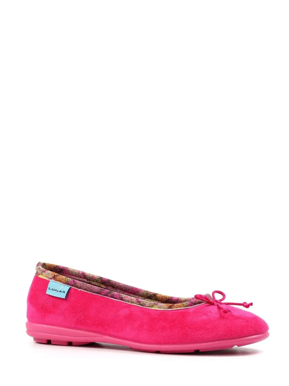 Lunar Pink Bow Tartan Trim Pump Slippers