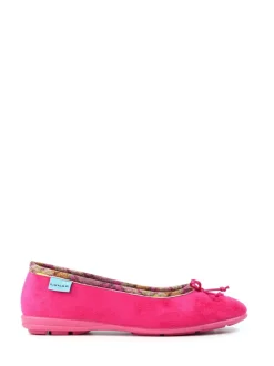 Lunar Pink Bow Tartan Trim Pump Slippers