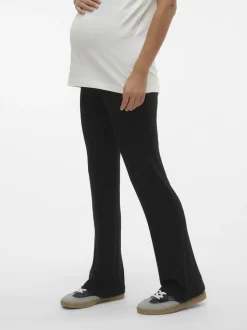 Mamalicious Black Maternity Jersey Flared Leggings