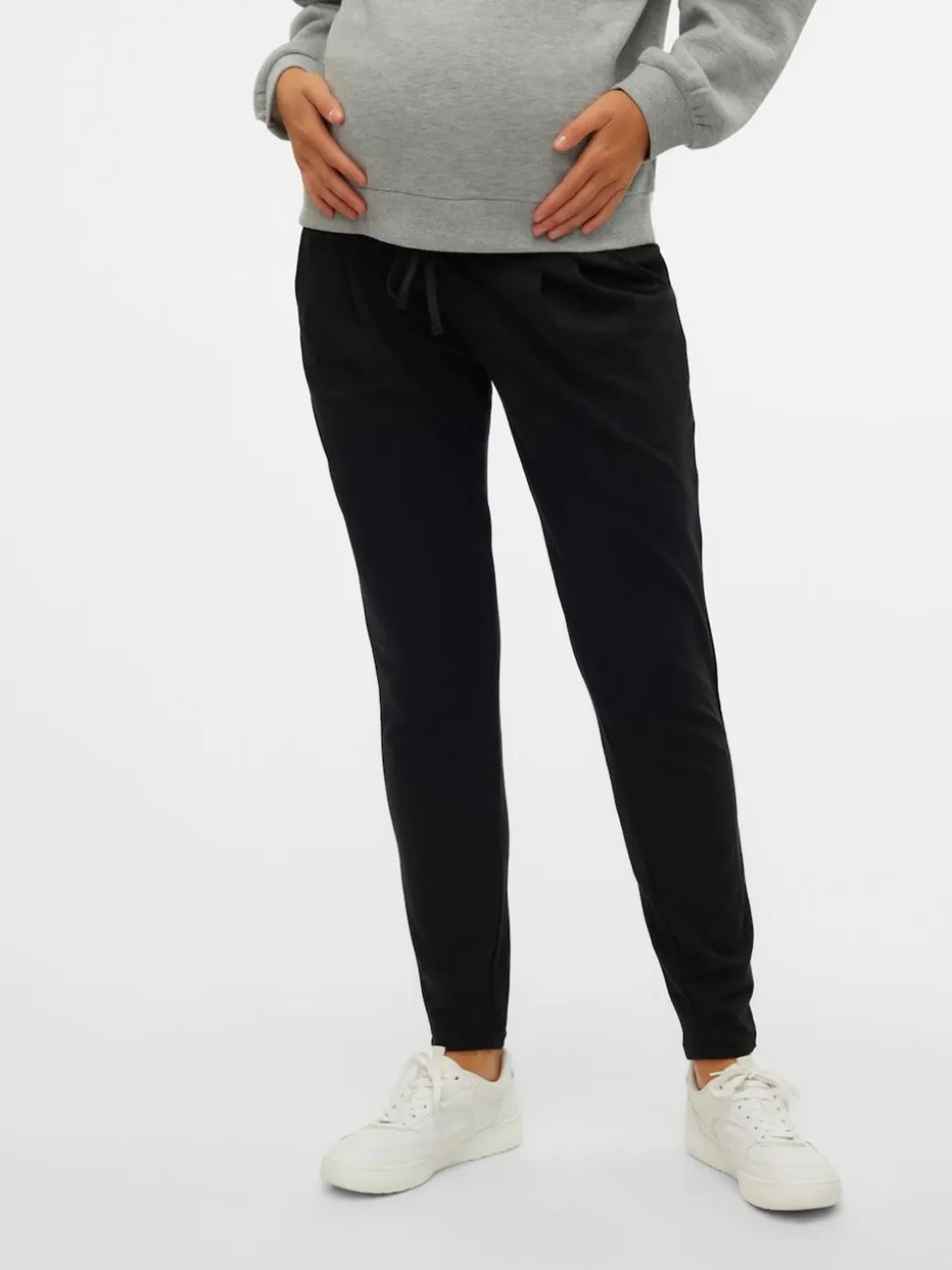 Mamalicious Black Maternity Drawstring Cuffed Casual Trousers