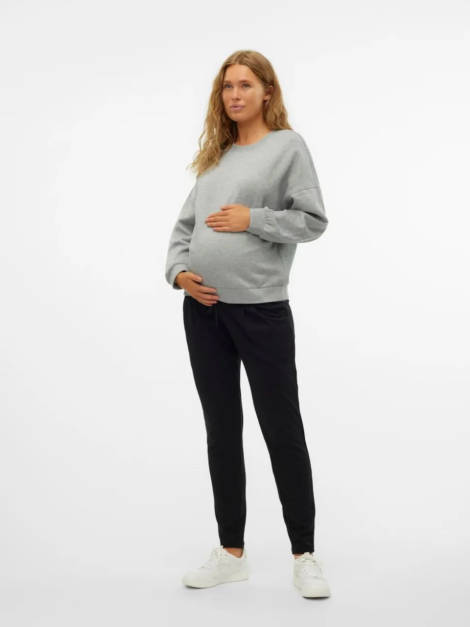Mamalicious Black Maternity Drawstring Cuffed Casual Trousers