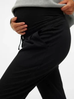Mamalicious Black Maternity Drawstring Cuffed Casual Trousers