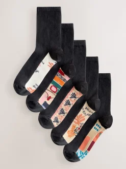 Marrakesh Mix Print Footbed Ankle Socks 5 Pack